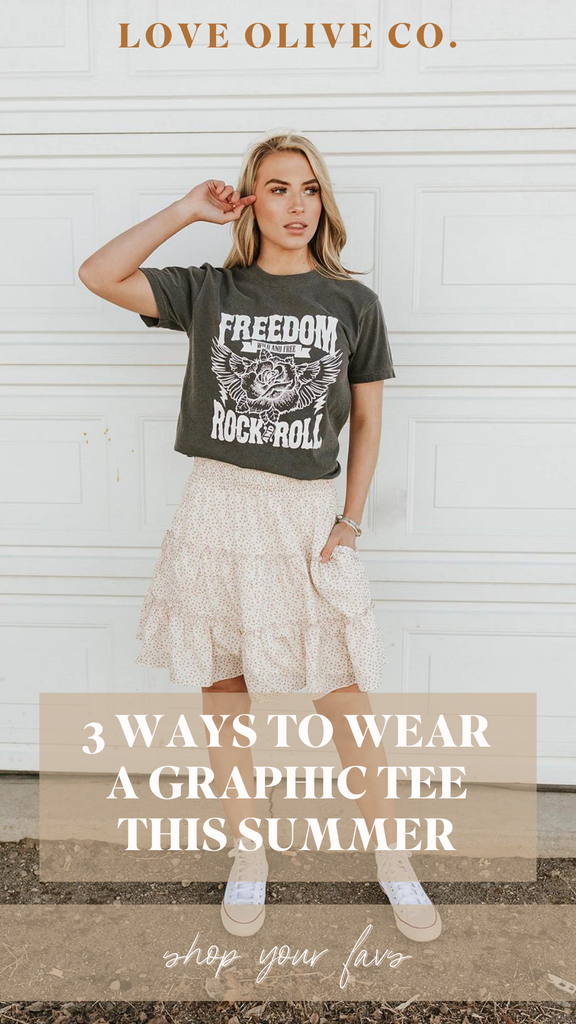 3 ways to wear a graphic tee this summer. www.lovaoliveco.com