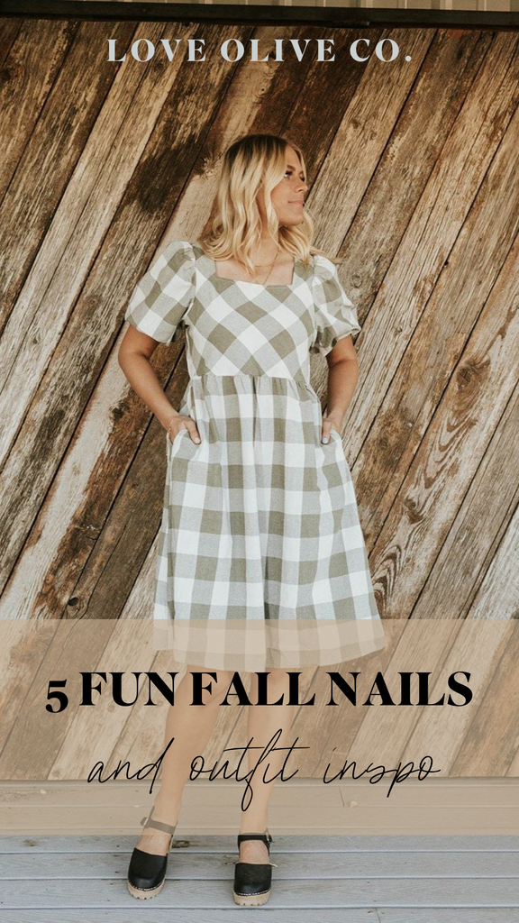 5 fun fall nails and outfit inspo. www.lovaoliveco.com