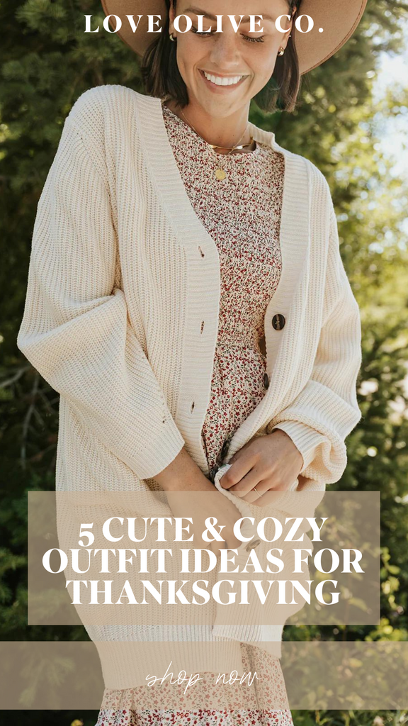 5 cute and cozy outfit ideas for thanksgiving. www.lovaoliveco.com