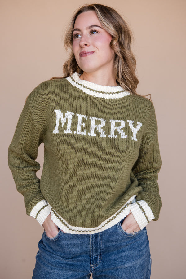 Merry Days Sweater-Moss