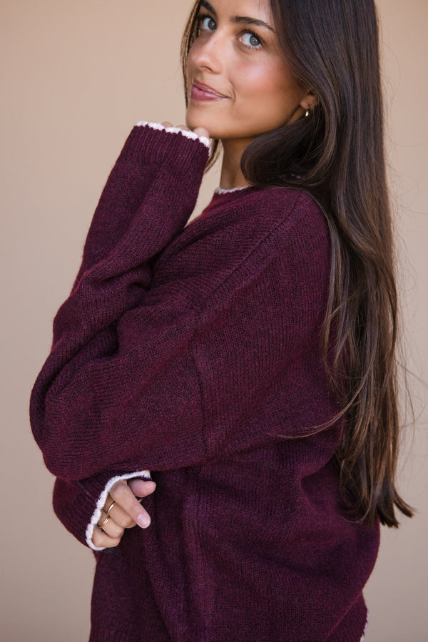 Selene Sweater-Burgundy