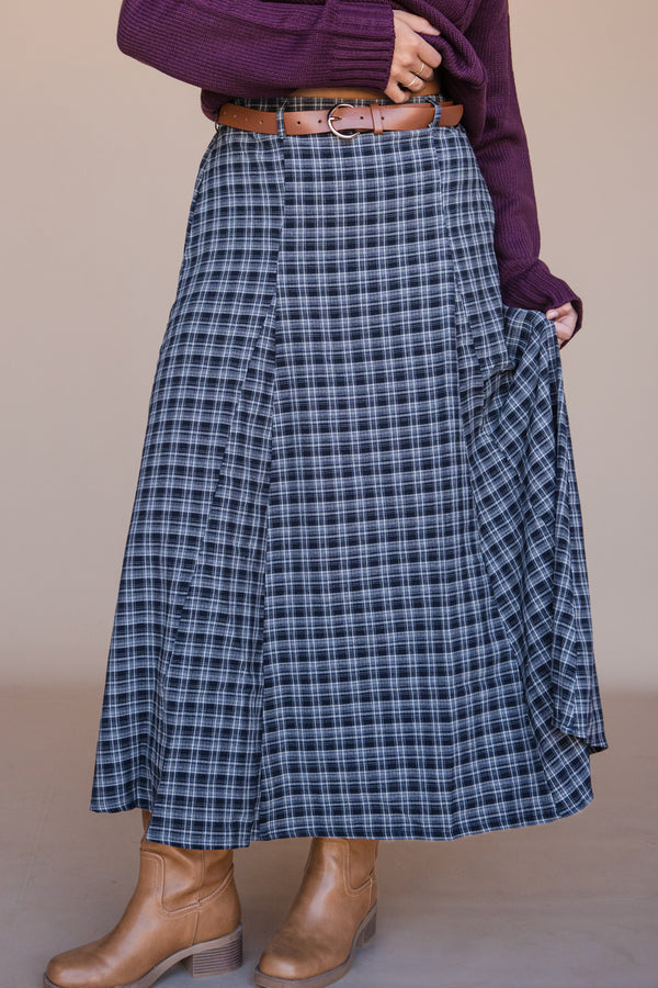 Cora Skirt-Navy Plaid