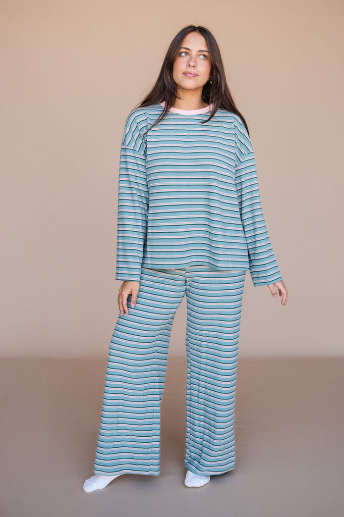 Jessica Top-Aqua Stripe