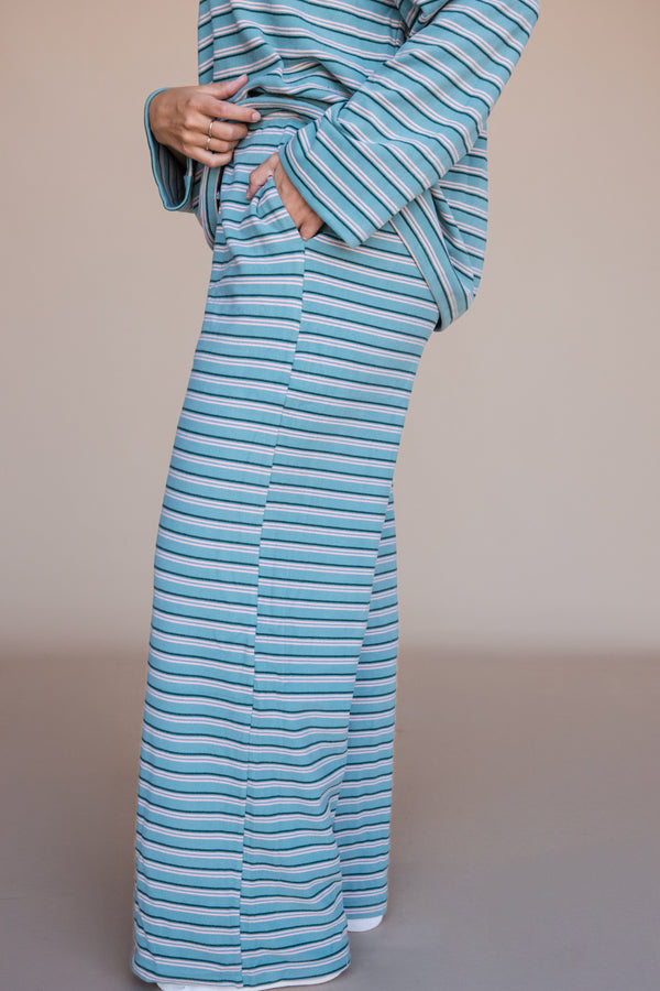 Jessica Pants-Aqua Stripe