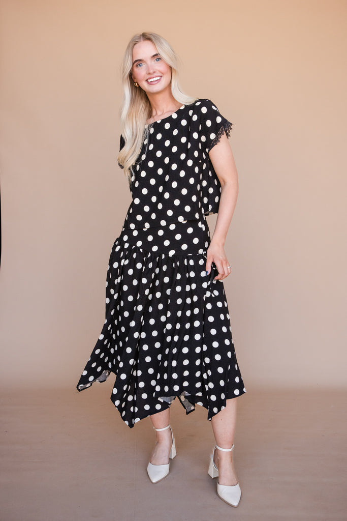 Holland Skirt-Black Polka Dot