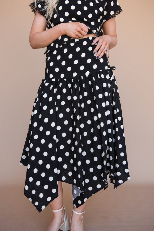 Holland Skirt-Black Polka Dot