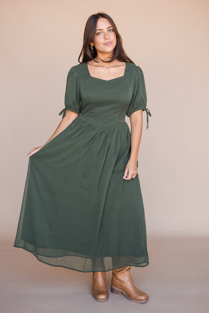 Pamela Dress-Green Dot