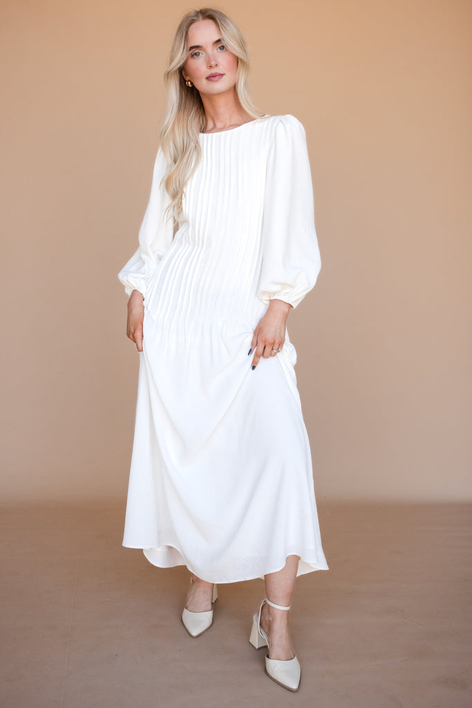 Juliet Dress Long Sleeve-White
