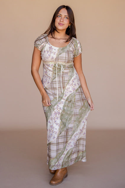 Georgia Dress-Olive Patchwork
