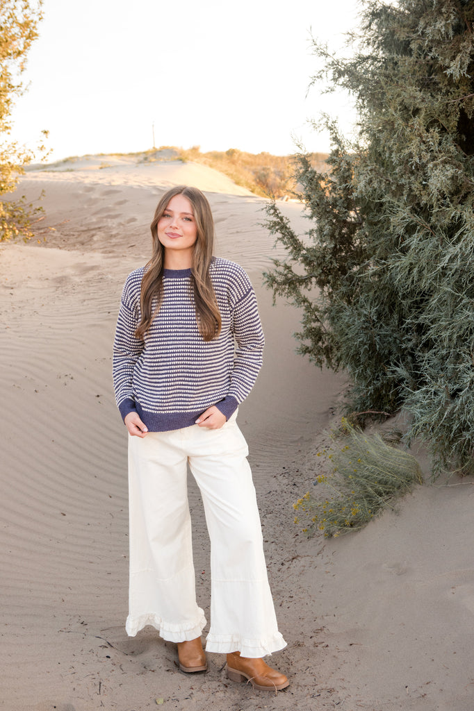 Sheri Sweater-Purple/Ivory