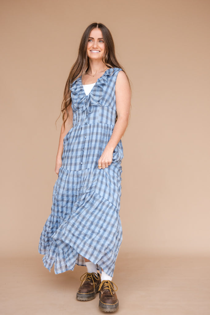 Hope Dress-Blue Plaid