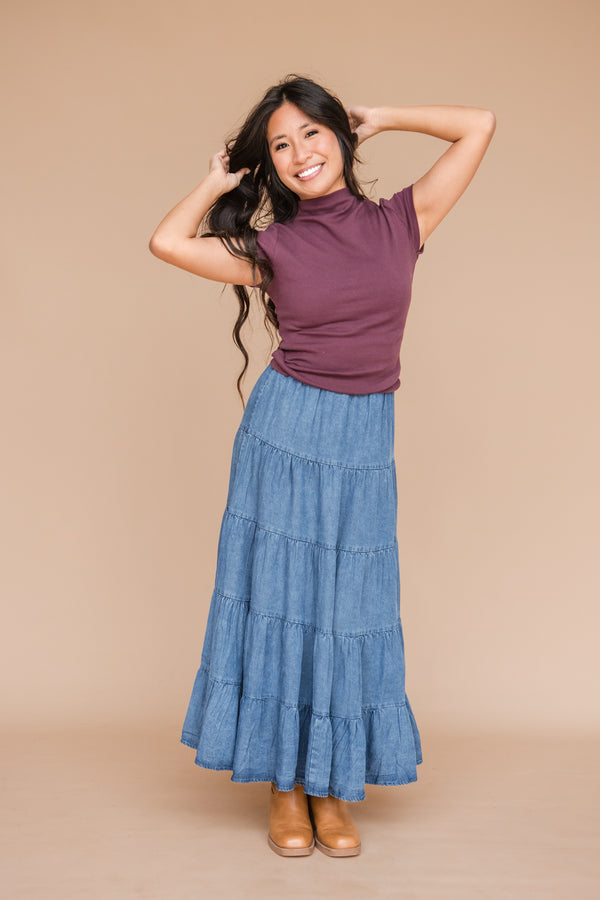 Prim Top Short Sleeve-Dark Cherry