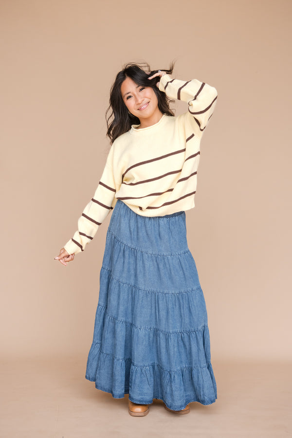 Cory Sweater-Yellow Stripe