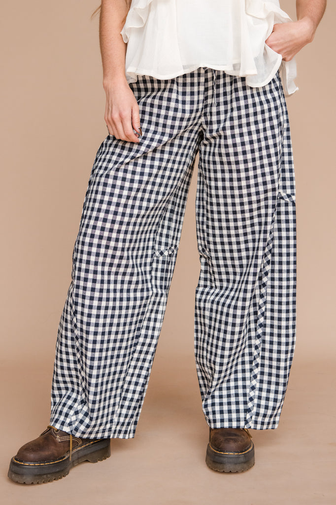 Quinn Pants-Navy Gingham
