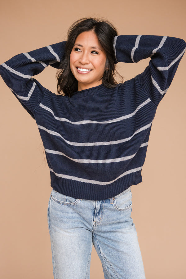 Cory Sweater-Navy Stripe