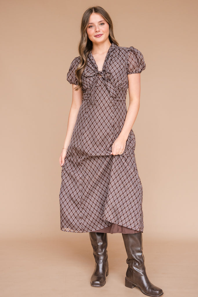 Carson Dress-Brown Plaid