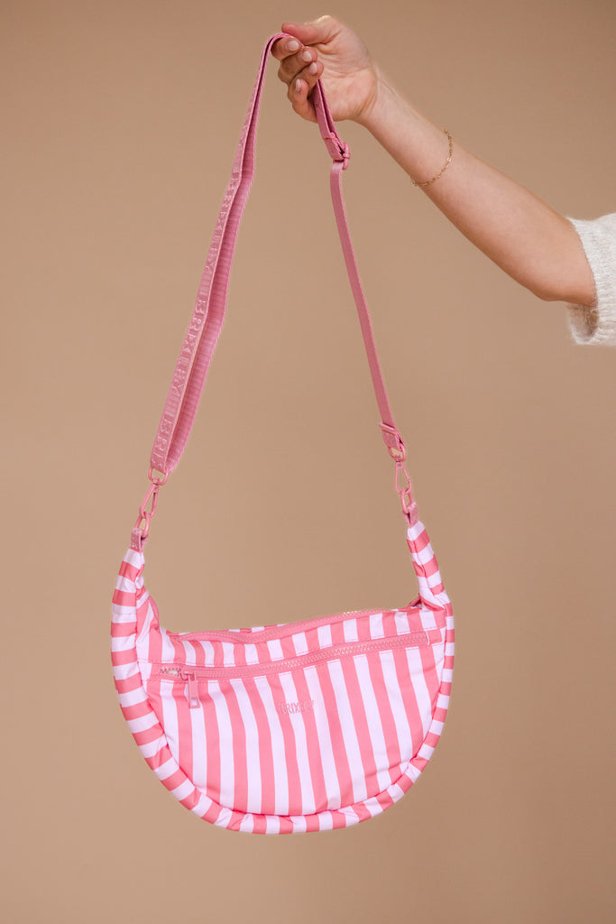 Brixley Crescent Bag-Coral Stripe