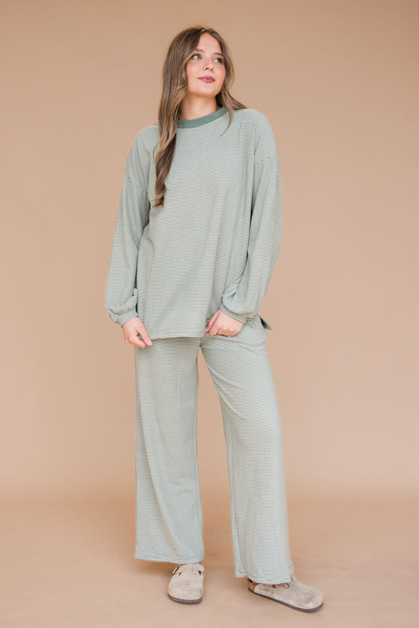 Olivia Pants-Green Stripe