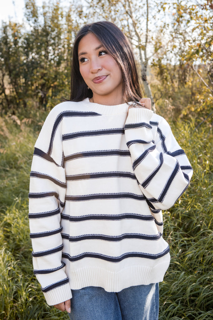 Marnie Sweater-Ivory/Navy