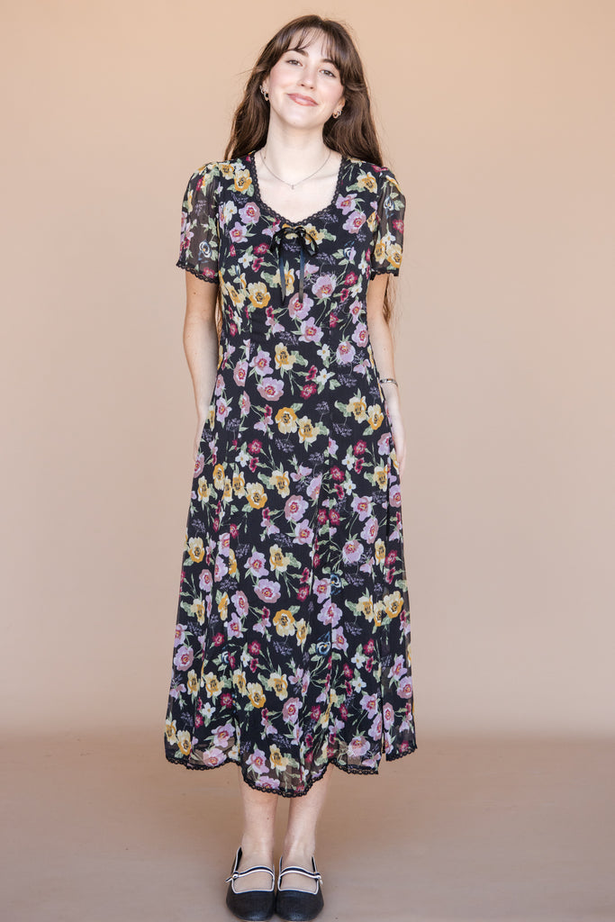Elena Dress-Black Floral