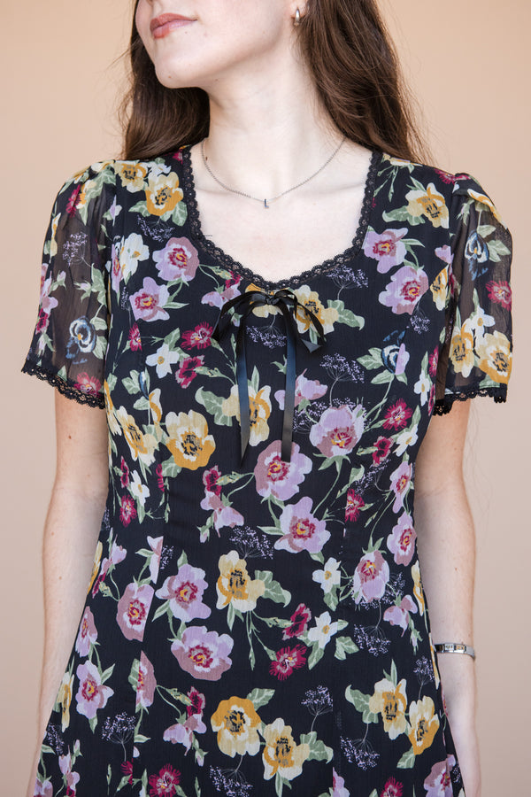 Elena Dress-Black Floral