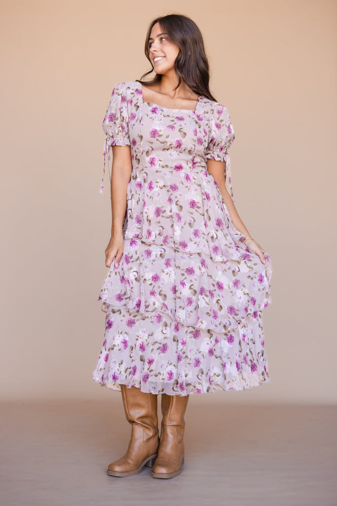 Larissa Dress-Mauve Floral