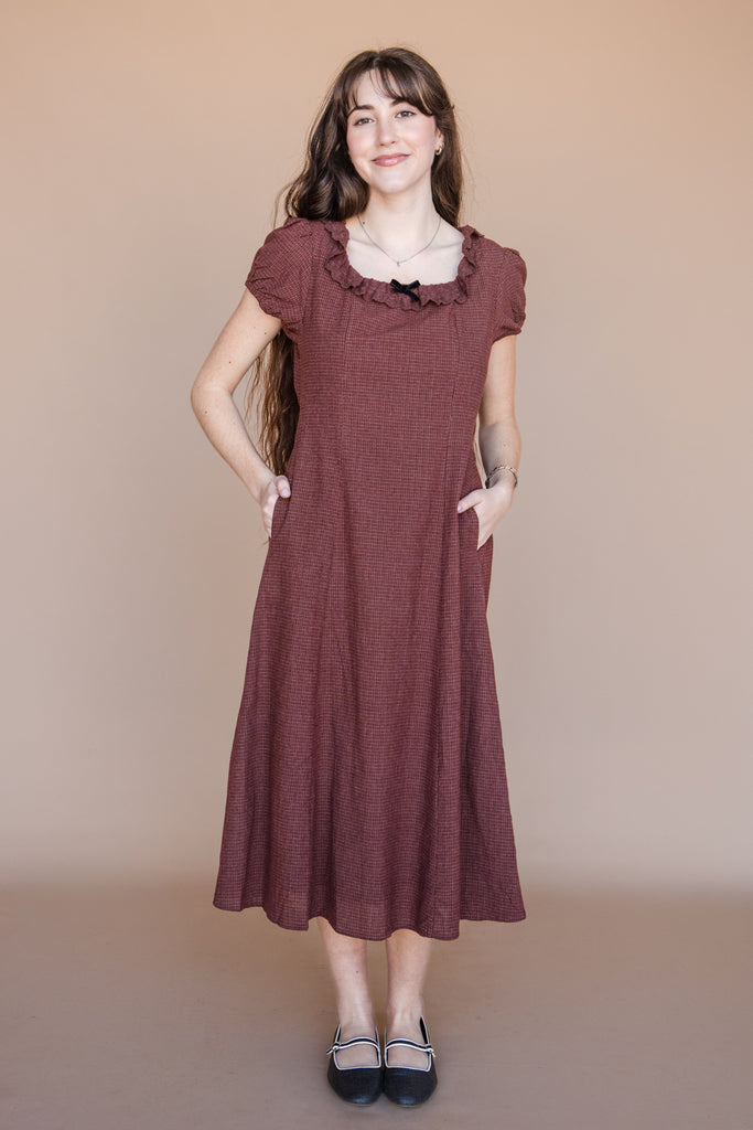 Joyce Dress-Brick Plaid