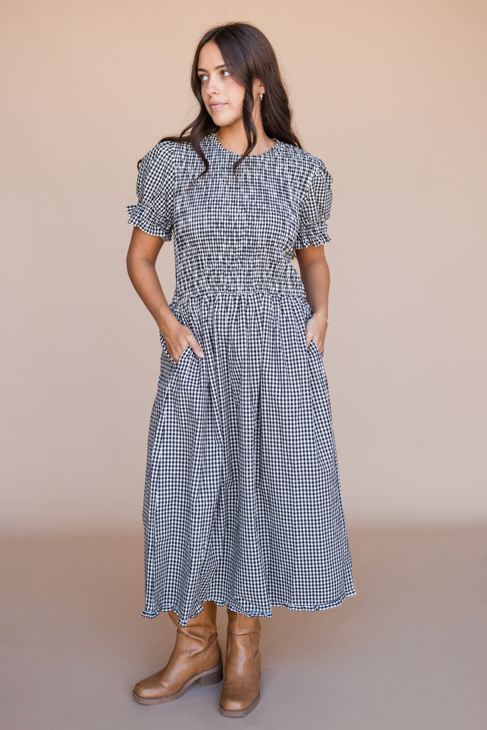Mina Dress-Black Gingham