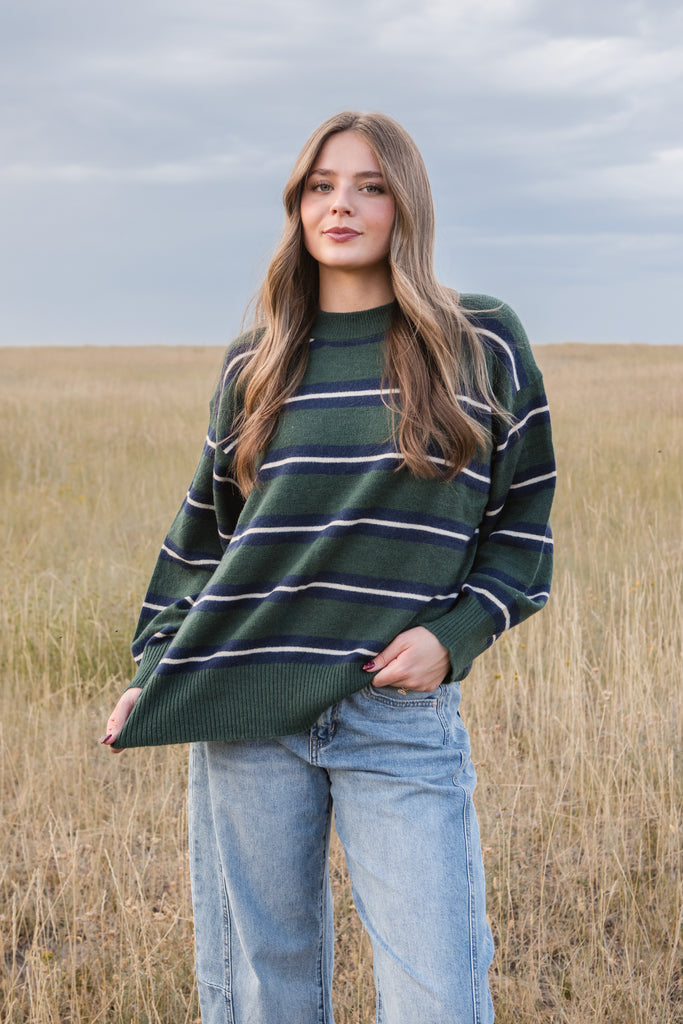 Lenny Sweater-Green/Navy
