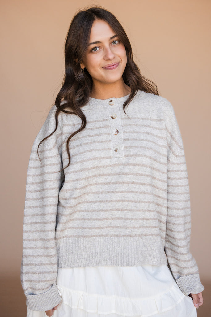 Shannon Sweater-Taupe Stripe