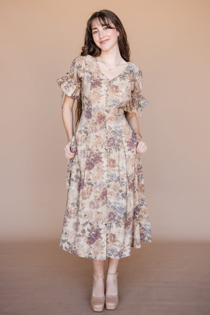 Alina Dress-Taupe Floral