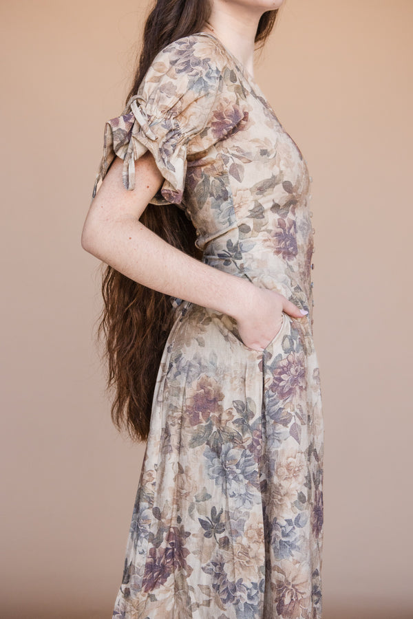 Alina Dress-Taupe Floral