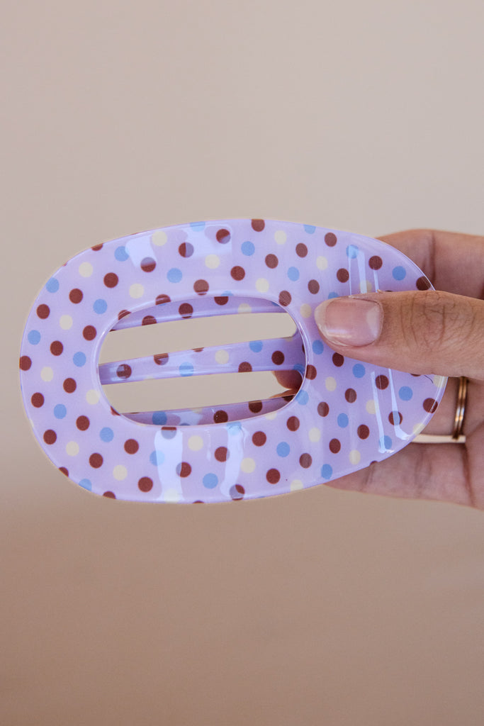 Lay Flat Claw Clip-Pink Polka Dot