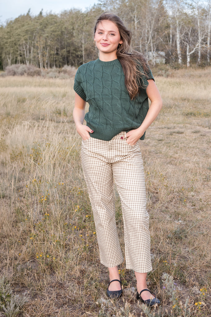 Chandler Pants-Taupe Gingham