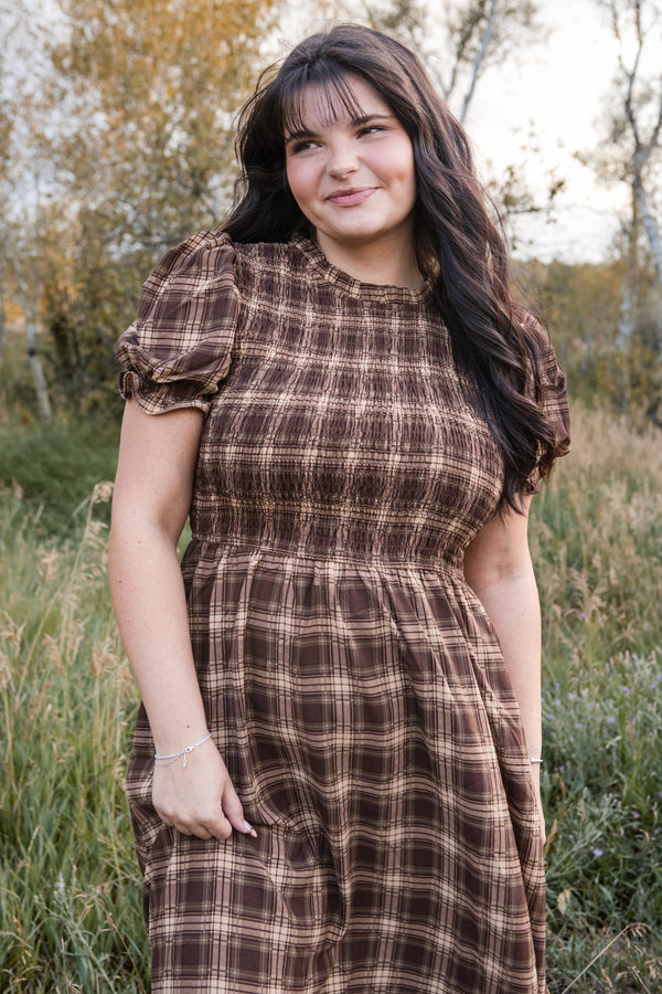 Harrison Dress-Brown Plaid