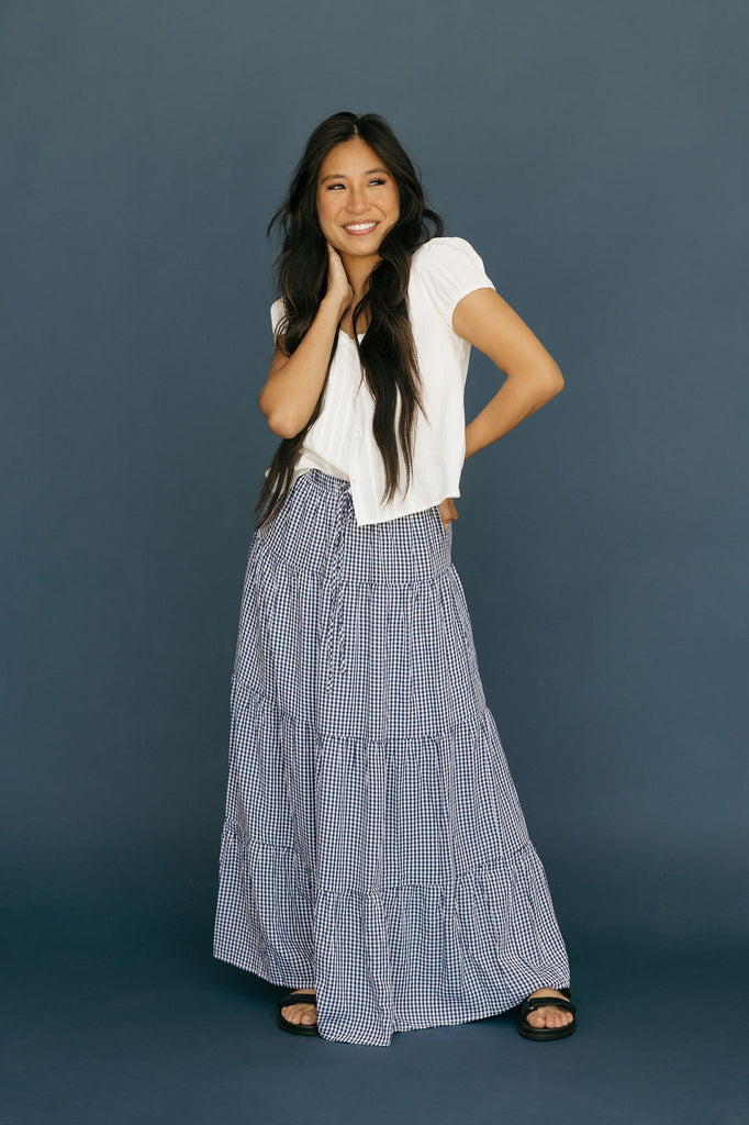 Maria Skirt-Navy Gingham