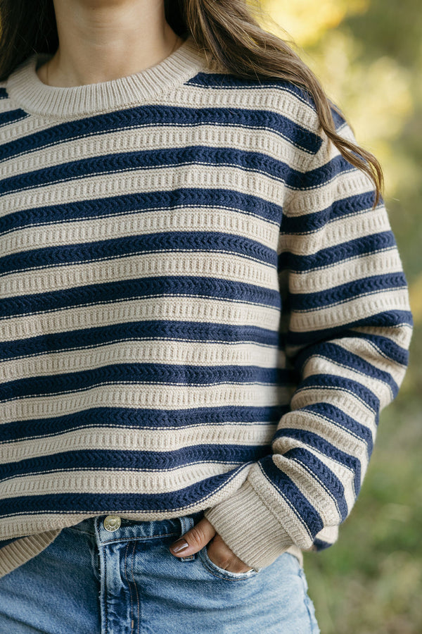 Kaysville Sweater-Oat/Navy