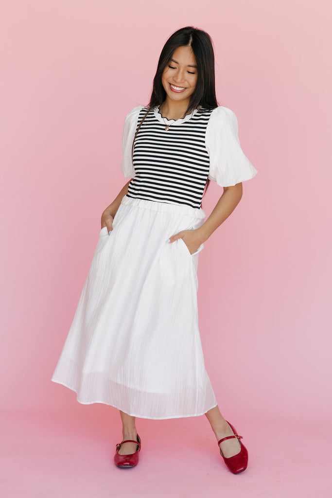Nancy Dress-Ivory/Black
