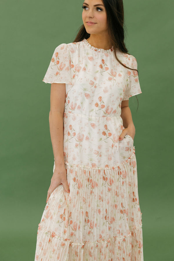 Rose Garden Dress-Coral Floral