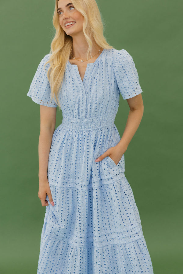 Caribbean Dress-Blue Eyelet