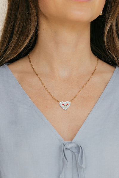 Megan Heart Necklace-Blue/Gold
