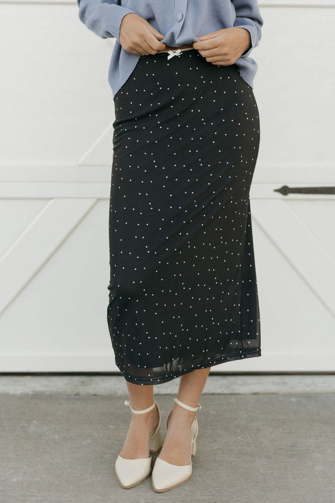 Kandi Skirt-Black Polka Dot