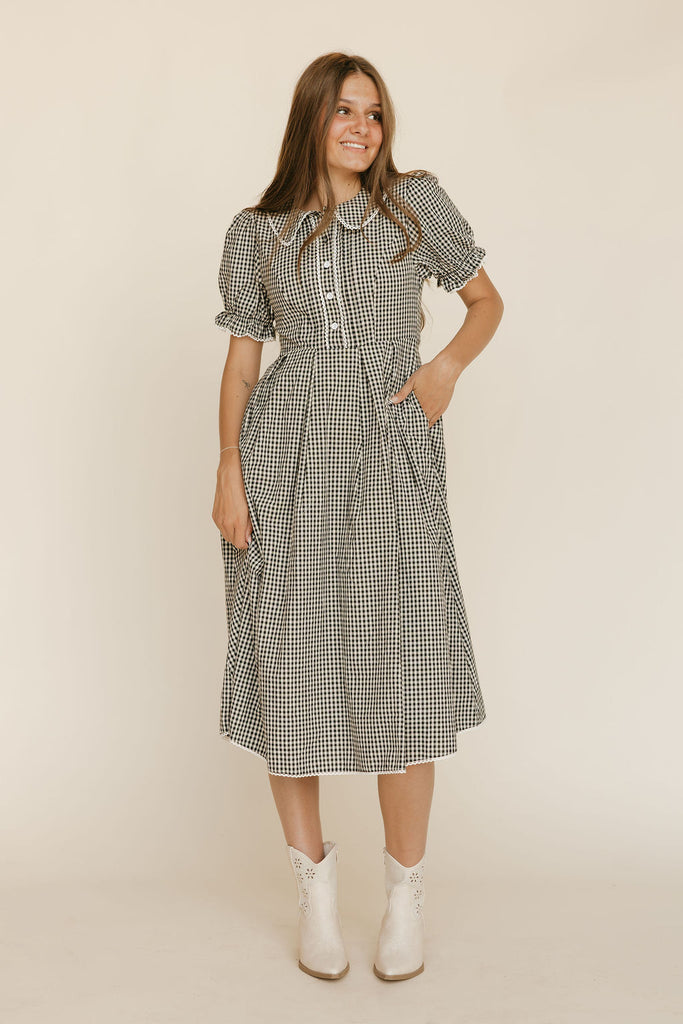 Colette Dress-Black Gingham
