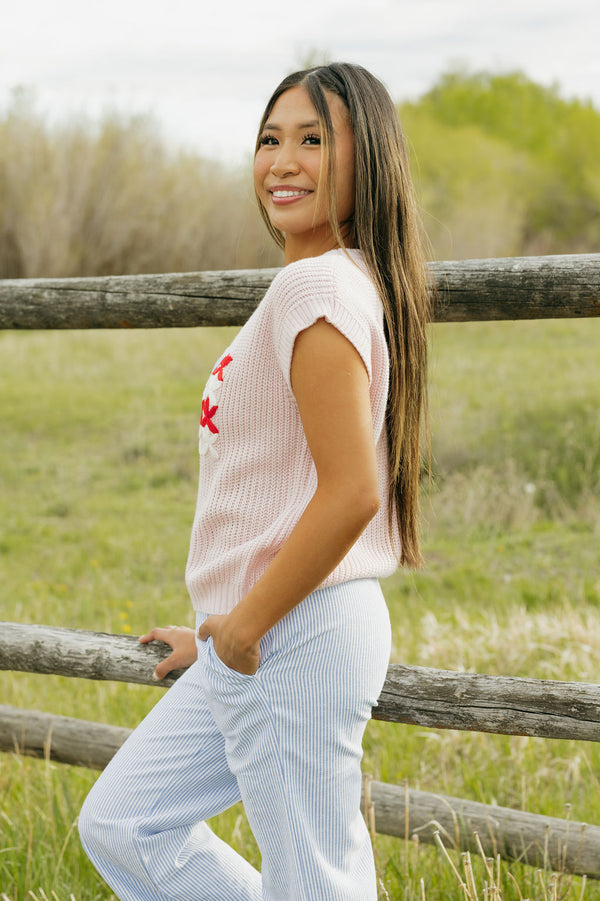 American Girl Sweater Vest-Baby Pink